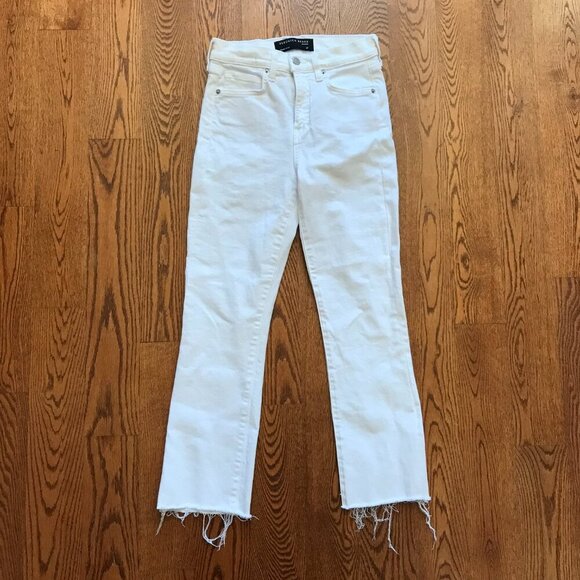 Veronica Beard Carly Kick Flare Jeans Denim Womens 27 White Raw Hem High Rise - Picture 3 of 13